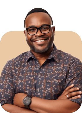 Young man with glasses smiling with his arms crossed